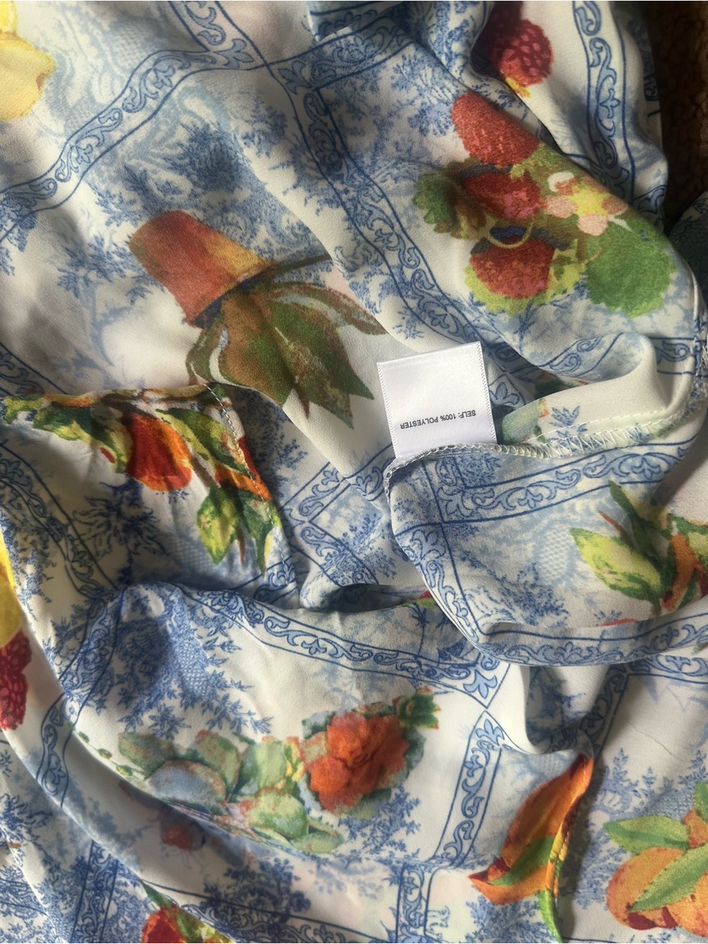 Rose & Olive Blue Toile Fruit Button-Up Shirt - Picture 6 of 6